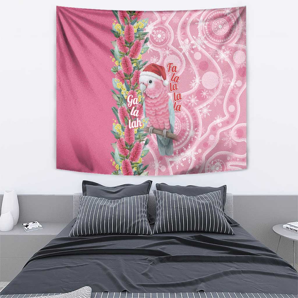 Australia Pink Galah Christmas Tapestry Falalalala Galalah Bottlebrush Aboriginal Art - Aussie Hoodie