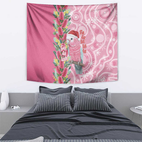 Australia Pink Galah Christmas Tapestry Falalalala Galalah Bottlebrush Aboriginal Art - Aussie Hoodie