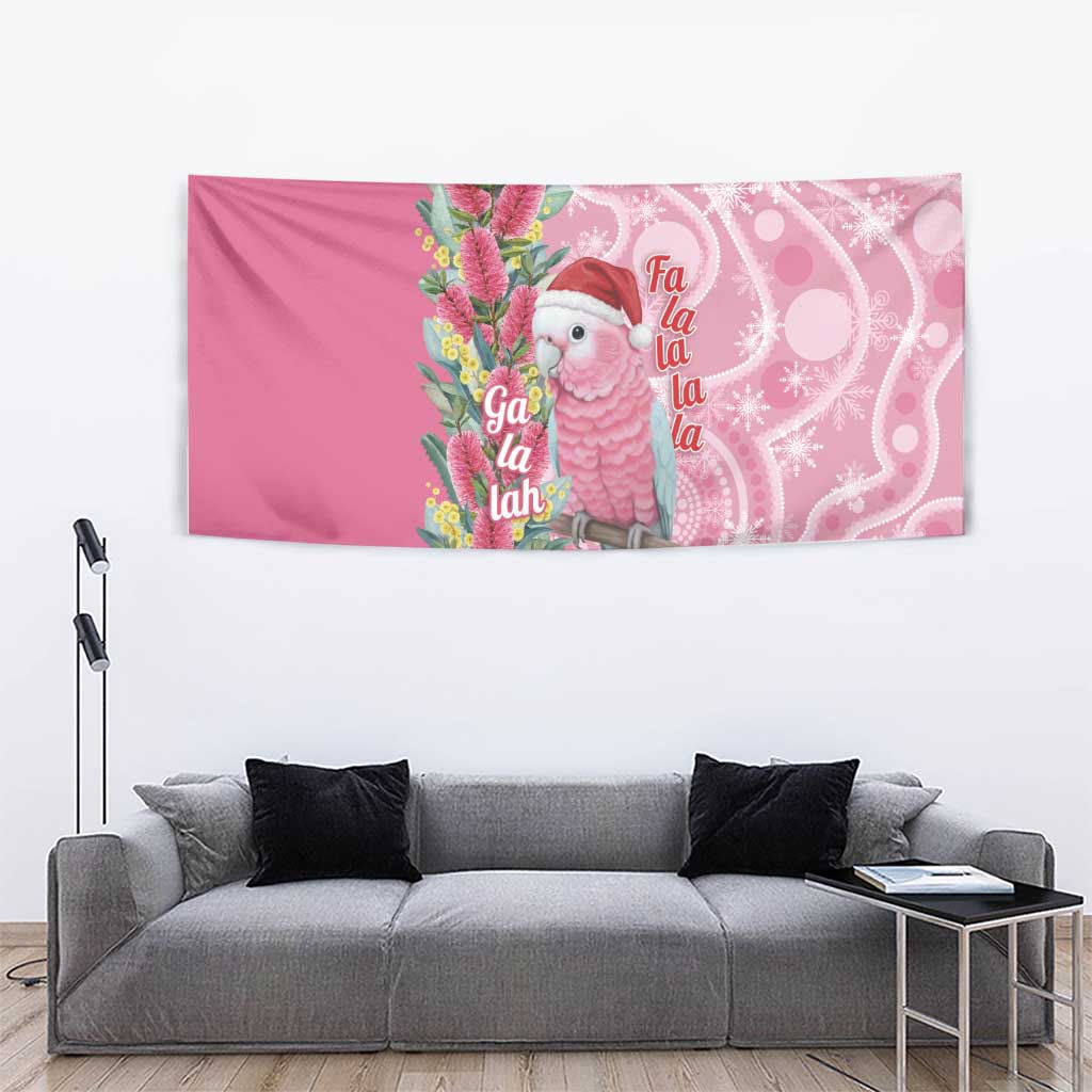 Australia Pink Galah Christmas Tapestry Falalalala Galalah Bottlebrush Aboriginal Art - Aussie Hoodie