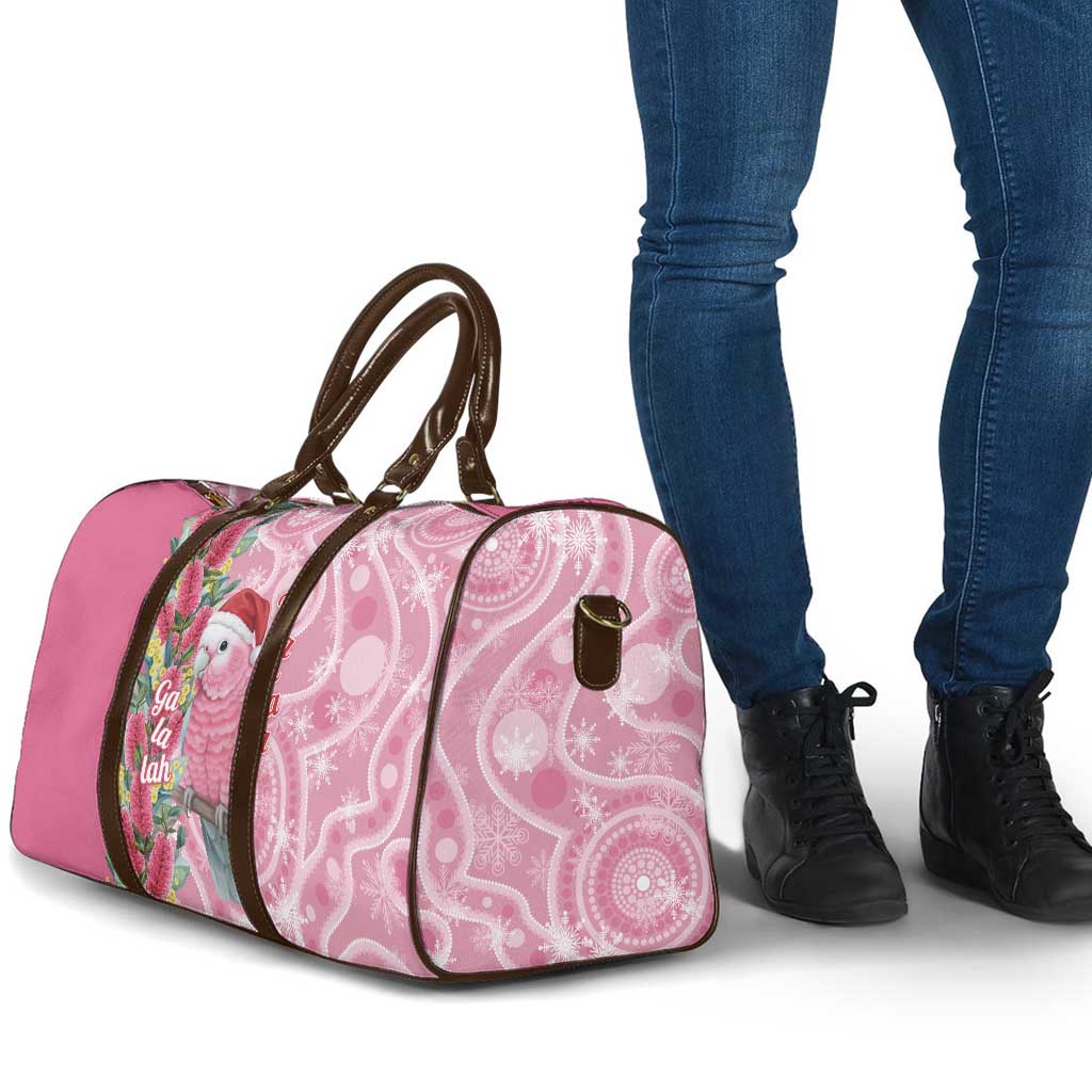 Australia Pink Galah Christmas Travel Bag Falalalala Galalah Bottlebrush Aboriginal Art - Aussie Hoodie