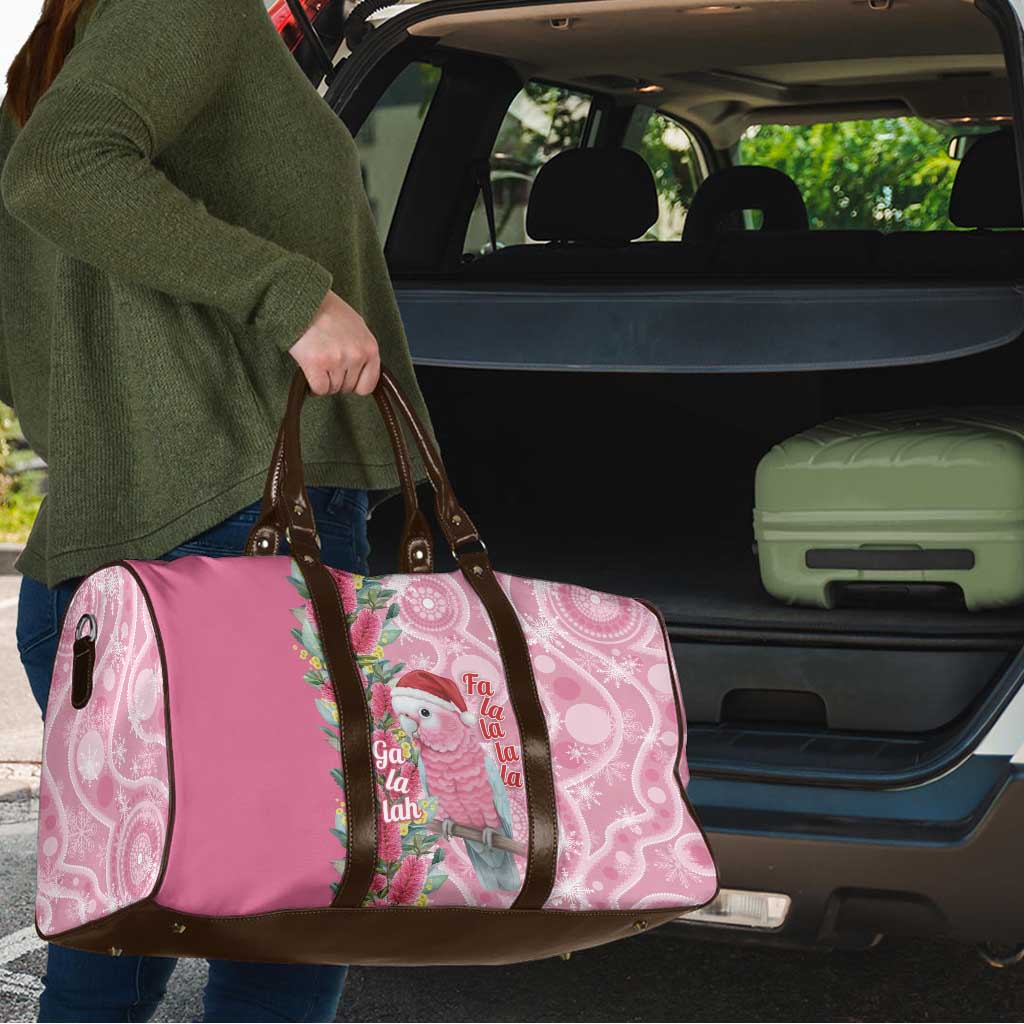 Australia Pink Galah Christmas Travel Bag Falalalala Galalah Bottlebrush Aboriginal Art - Aussie Hoodie