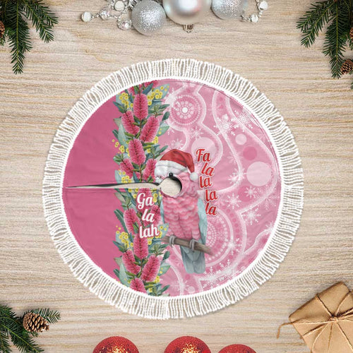 Australia Pink Galah Christmas Tree Skirt Falalalala Galalah Bottlebrush Aboriginal Art - Aussie Hoodie