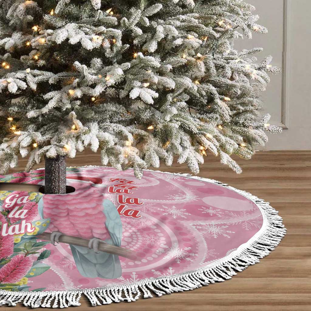 Australia Pink Galah Christmas Tree Skirt Falalalala Galalah Bottlebrush Aboriginal Art - Aussie Hoodie
