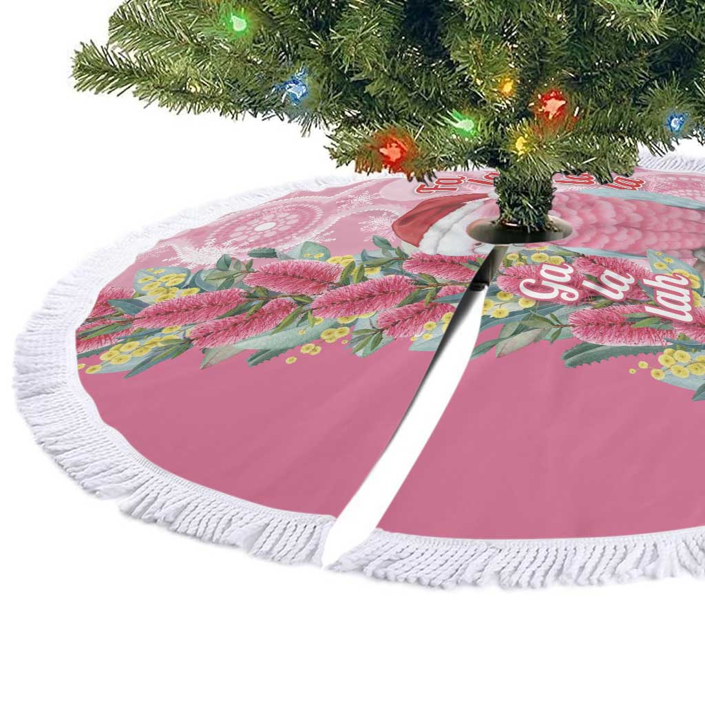 Australia Pink Galah Christmas Tree Skirt Falalalala Galalah Bottlebrush Aboriginal Art - Aussie Hoodie