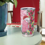 Australia Pink Galah Christmas Tumbler Cup Falalalala Galalah Bottlebrush Aboriginal Art - Aussie Hoodie