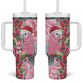 Australia Pink Galah Christmas Tumbler With Handle Falalalala Galalah Bottlebrush Aboriginal Art - Aussie Hoodie