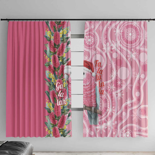 Australia Pink Galah Christmas Window Curtain Falalalala Galalah Bottlebrush Aboriginal Art - Aussie Hoodie