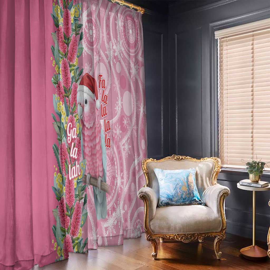 Australia Pink Galah Christmas Window Curtain Falalalala Galalah Bottlebrush Aboriginal Art - Aussie Hoodie