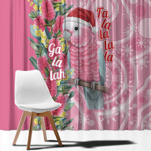 Australia Pink Galah Christmas Window Curtain Falalalala Galalah Bottlebrush Aboriginal Art - Aussie Hoodie