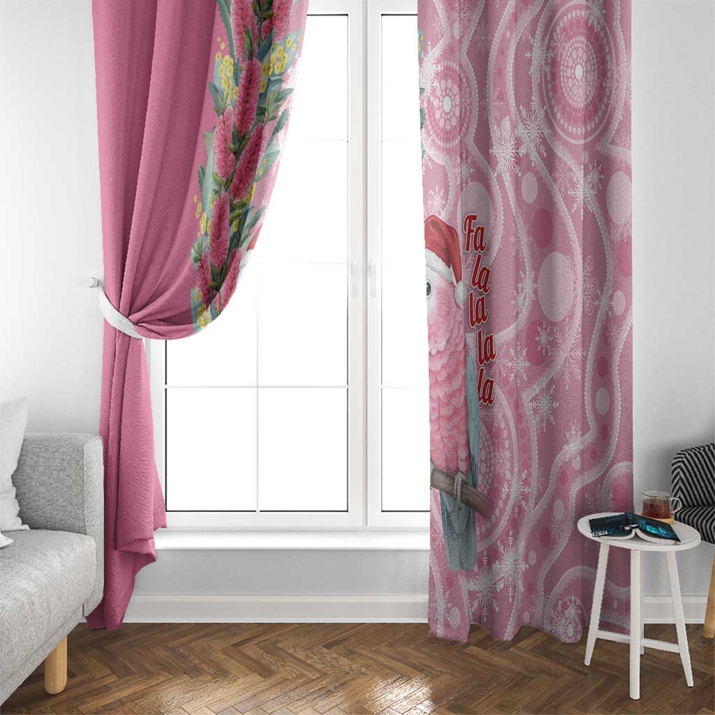 Australia Pink Galah Christmas Window Curtain Falalalala Galalah Bottlebrush Aboriginal Art - Aussie Hoodie