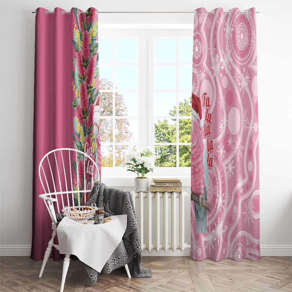 Australia Pink Galah Christmas Window Curtain Falalalala Galalah Bottlebrush Aboriginal Art - Aussie Hoodie
