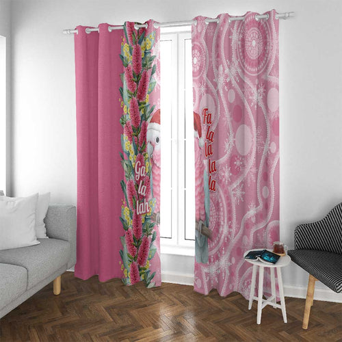 Australia Pink Galah Christmas Window Curtain Falalalala Galalah Bottlebrush Aboriginal Art - Aussie Hoodie