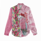 Australia Pink Galah Christmas Women Casual Shirt Falalalala Galalah Bottlebrush Aboriginal Art - Aussie Hoodie