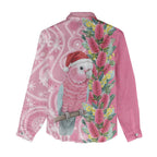 Australia Pink Galah Christmas Women Casual Shirt Falalalala Galalah Bottlebrush Aboriginal Art - Aussie Hoodie