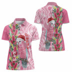 Australia Pink Galah Christmas Women Polo Shirt Falalalala Galalah Bottlebrush Aboriginal Art - Aussie Hoodie
