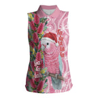 Australia Pink Galah Christmas Women Sleeveless Polo Shirt Falalalala Galalah Bottlebrush Aboriginal Art - Aussie Hoodie