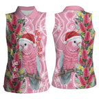 Australia Pink Galah Christmas Women Sleeveless Polo Shirt Falalalala Galalah Bottlebrush Aboriginal Art - Aussie Hoodie