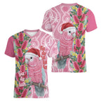 Australia Pink Galah Christmas Women V-Neck T-Shirt Falalalala Galalah Bottlebrush Aboriginal Art - Aussie Hoodie