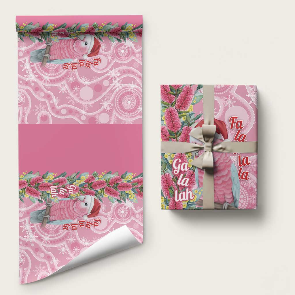Australia Pink Galah Christmas Wrapping Paper Falalalala Galalah Bottlebrush Aboriginal Art - Aussie Hoodie