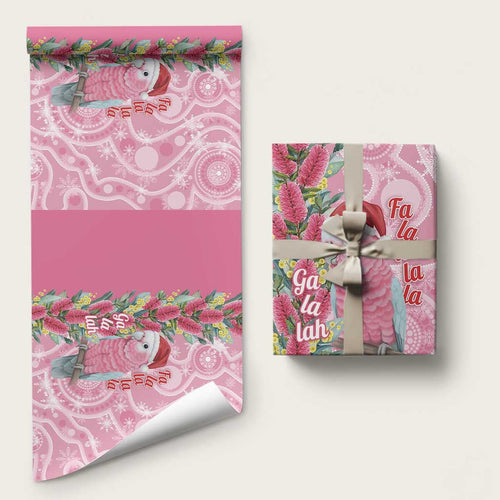 Australia Pink Galah Christmas Wrapping Paper Falalalala Galalah Bottlebrush Aboriginal Art - Aussie Hoodie