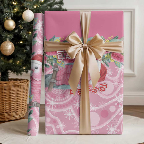 Australia Pink Galah Christmas Wrapping Paper Falalalala Galalah Bottlebrush Aboriginal Art - Aussie Hoodie
