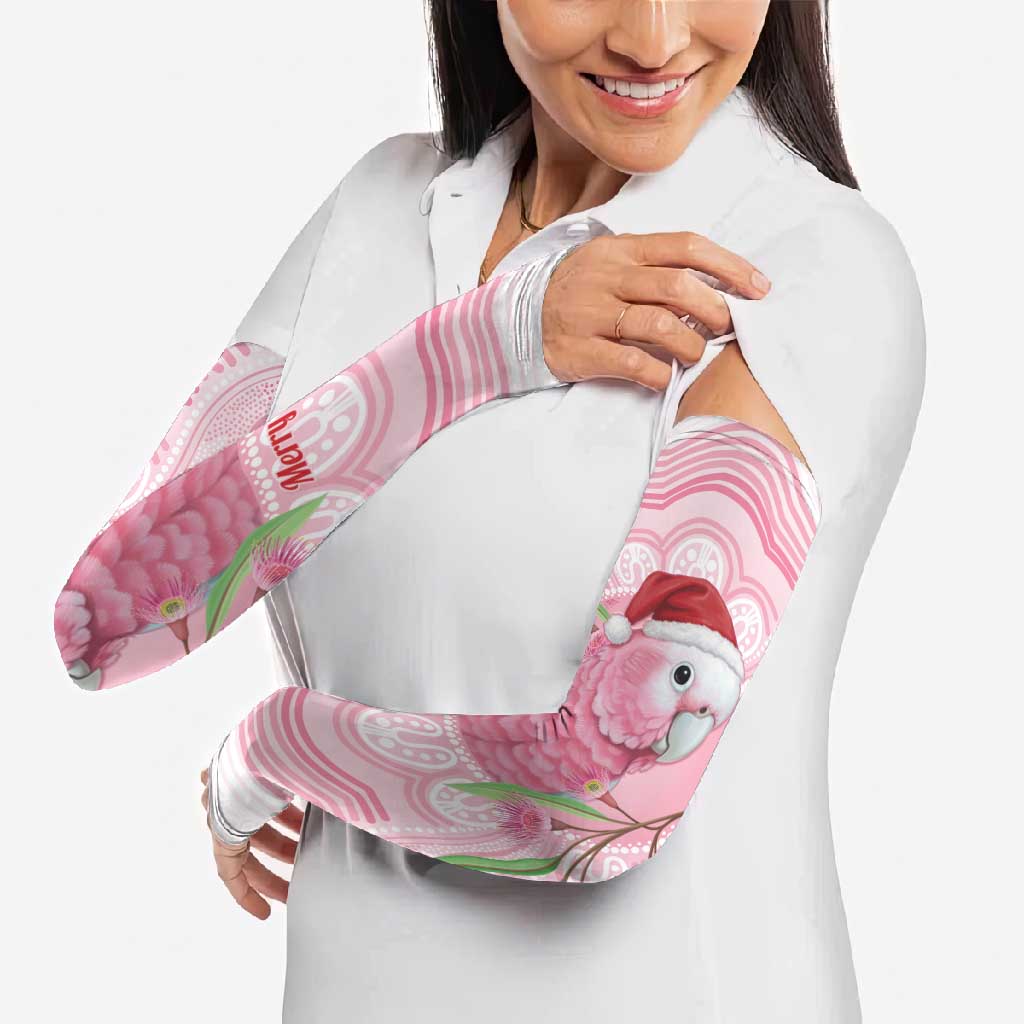 Funny Pink Galah Australia Christmas Arm Sleeves Eucalyptus Blossoms Aboriginal Art - Aussie Hoodie