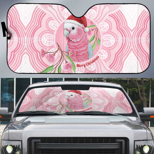 Funny Pink Galah Australia Christmas Auto Sun Shade Eucalyptus Blossoms Aboriginal Art - Aussie Hoodie