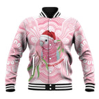 Funny Pink Galah Australia Christmas Baseball Jacket Eucalyptus Blossoms Aboriginal Art - Aussie Hoodie
