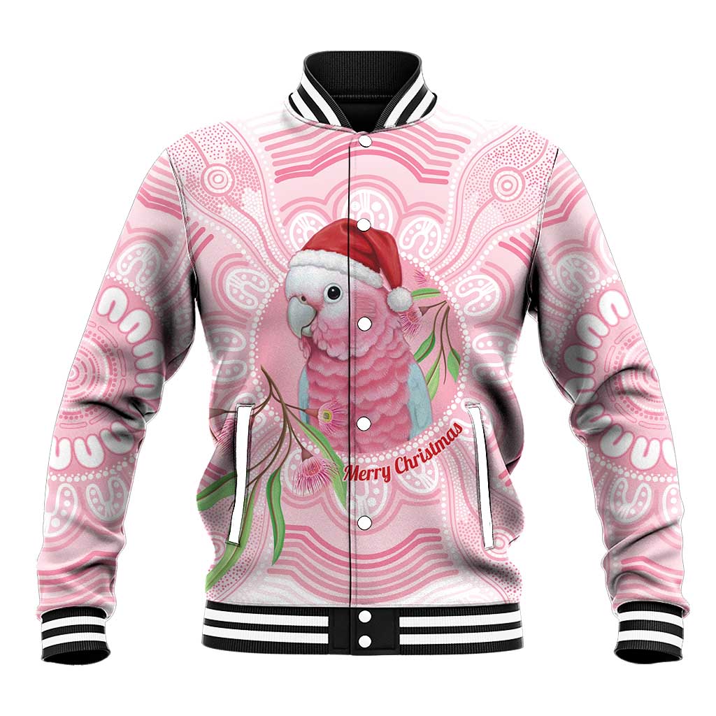 Funny Pink Galah Australia Christmas Baseball Jacket Eucalyptus Blossoms Aboriginal Art - Aussie Hoodie