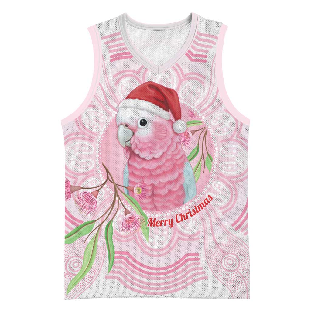 Funny Pink Galah Australia Christmas Basketball Jersey Eucalyptus Blossoms Aboriginal Art - Aussie Hoodie
