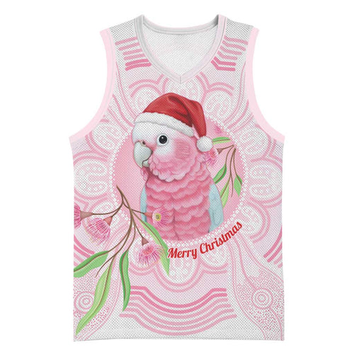 Funny Pink Galah Australia Christmas Basketball Jersey Eucalyptus Blossoms Aboriginal Art - Aussie Hoodie