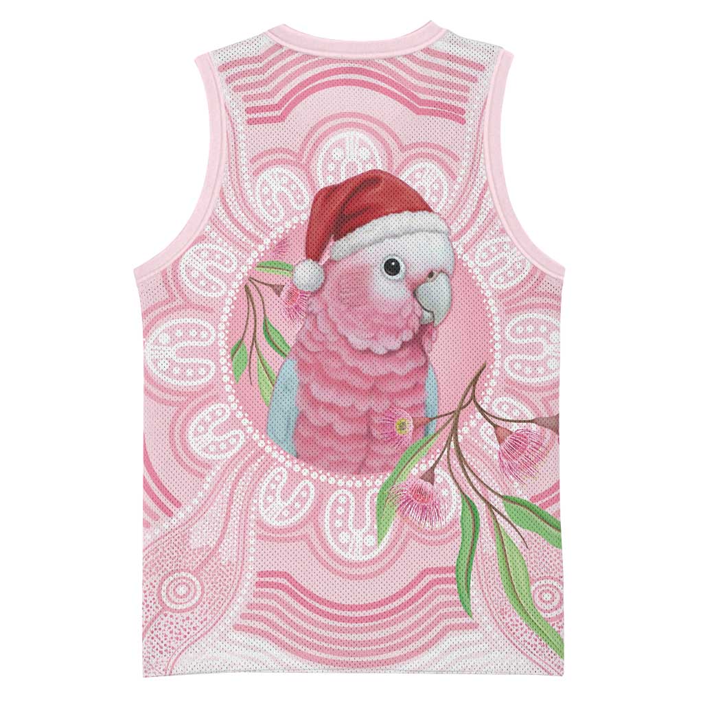Funny Pink Galah Australia Christmas Basketball Jersey Eucalyptus Blossoms Aboriginal Art - Aussie Hoodie