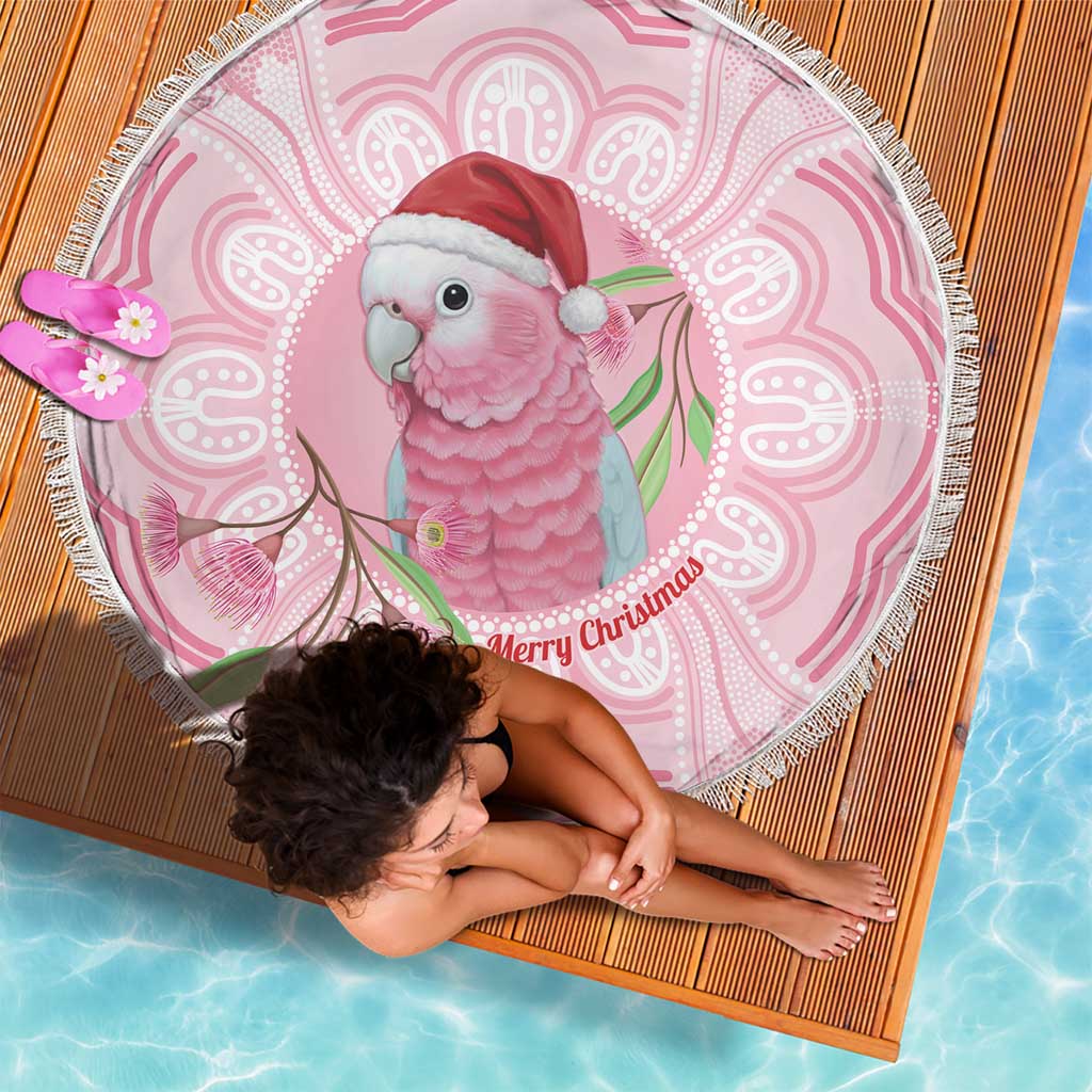Funny Pink Galah Australia Christmas Beach Blanket Eucalyptus Blossoms Aboriginal Art - Aussie Hoodie