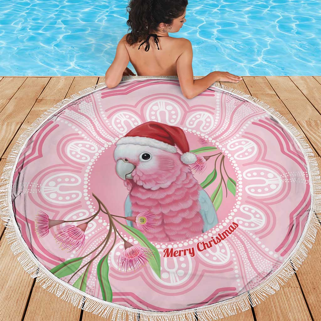 Funny Pink Galah Australia Christmas Beach Blanket Eucalyptus Blossoms Aboriginal Art - Aussie Hoodie
