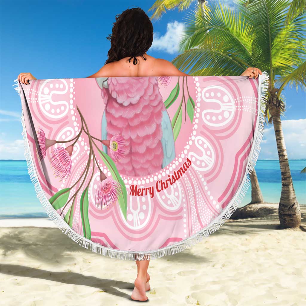 Funny Pink Galah Australia Christmas Beach Blanket Eucalyptus Blossoms Aboriginal Art - Aussie Hoodie