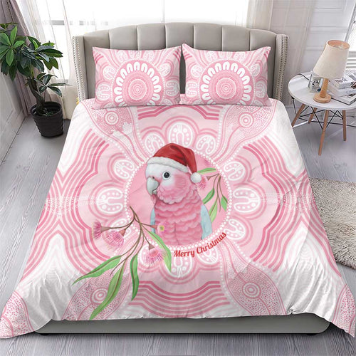 Funny Pink Galah Australia Christmas Bedding Set Eucalyptus Blossoms Aboriginal Art - Aussie Hoodie