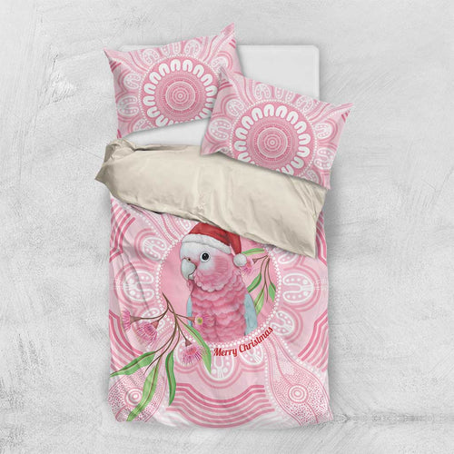 Funny Pink Galah Australia Christmas Bedding Set Eucalyptus Blossoms Aboriginal Art - Aussie Hoodie