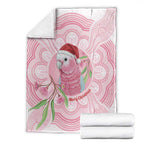 Funny Pink Galah Australia Christmas Blanket Eucalyptus Blossoms Aboriginal Art - Aussie Hoodie