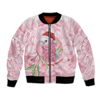 Funny Pink Galah Australia Christmas Bomber Jacket Eucalyptus Blossoms Aboriginal Art - Aussie Hoodie
