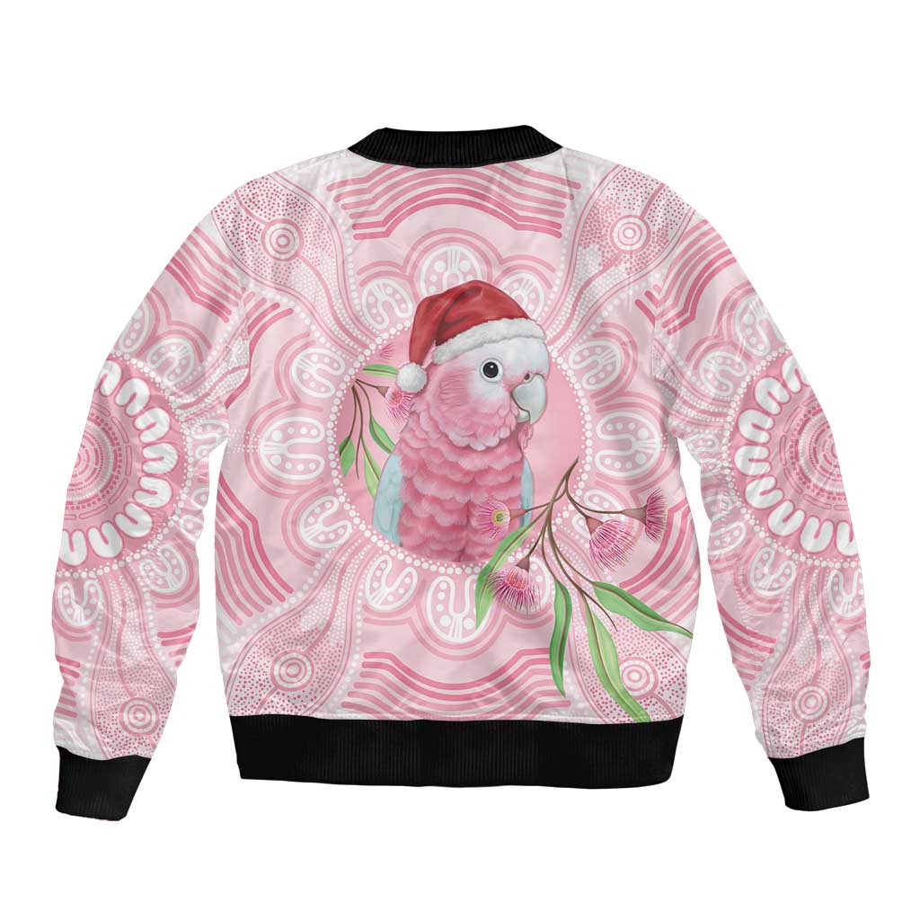 Funny Pink Galah Australia Christmas Bomber Jacket Eucalyptus Blossoms Aboriginal Art - Aussie Hoodie