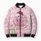 Funny Pink Galah Australia Christmas Bomber Puffer Jacket Eucalyptus Blossoms Aboriginal Art - Aussie Hoodie