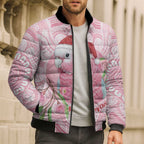 Funny Pink Galah Australia Christmas Bomber Puffer Jacket Eucalyptus Blossoms Aboriginal Art - Aussie Hoodie