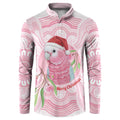 Funny Pink Galah Australia Christmas Button Sweatshirt Eucalyptus Blossoms Aboriginal Art - Aussie Hoodie