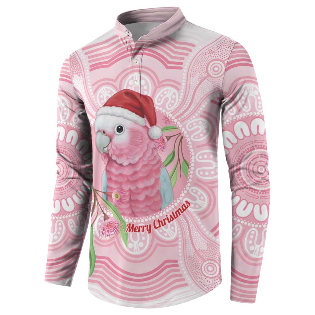 Funny Pink Galah Australia Christmas Button Sweatshirt Eucalyptus Blossoms Aboriginal Art - Aussie Hoodie