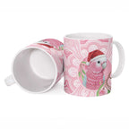 Funny Pink Galah Australia Christmas Ceramic Mug Eucalyptus Blossoms Aboriginal Art - Aussie Hoodie
