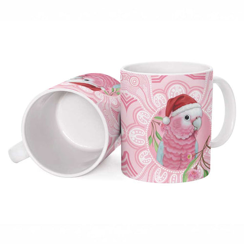 Funny Pink Galah Australia Christmas Ceramic Mug Eucalyptus Blossoms Aboriginal Art - Aussie Hoodie