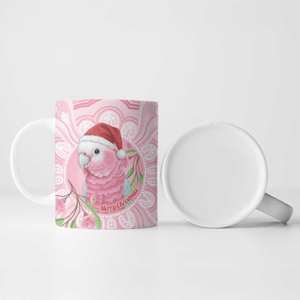 Funny Pink Galah Australia Christmas Ceramic Mug Eucalyptus Blossoms Aboriginal Art - Aussie Hoodie
