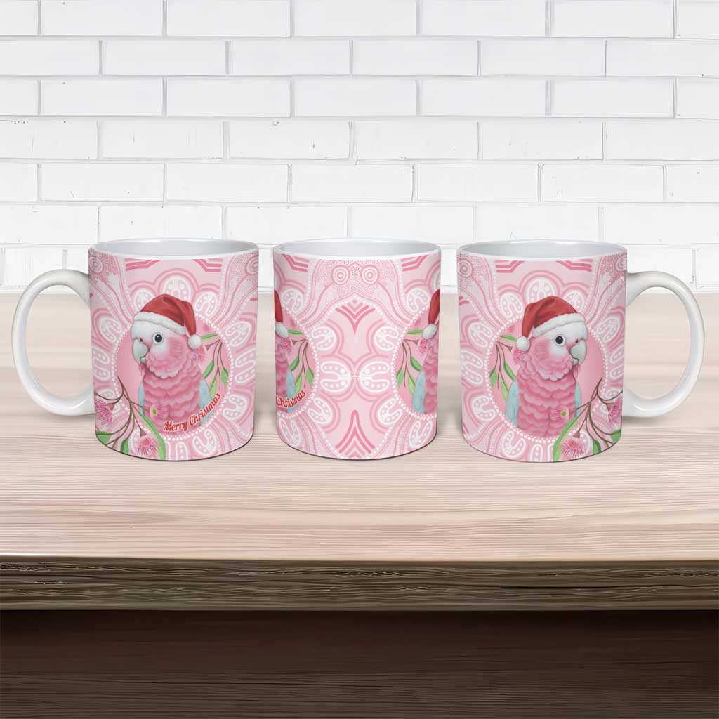 Funny Pink Galah Australia Christmas Ceramic Mug Eucalyptus Blossoms Aboriginal Art - Aussie Hoodie