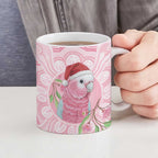 Funny Pink Galah Australia Christmas Ceramic Mug Eucalyptus Blossoms Aboriginal Art - Aussie Hoodie