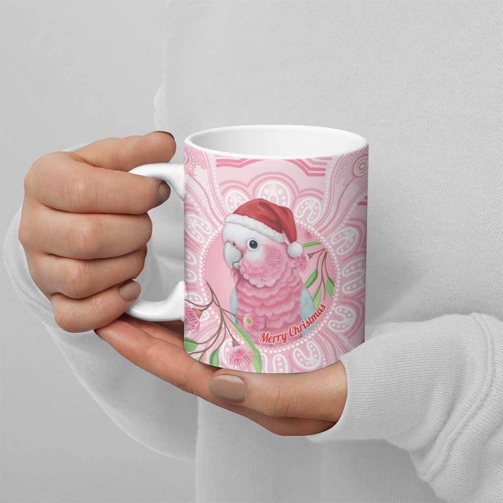 Funny Pink Galah Australia Christmas Ceramic Mug Eucalyptus Blossoms Aboriginal Art - Aussie Hoodie